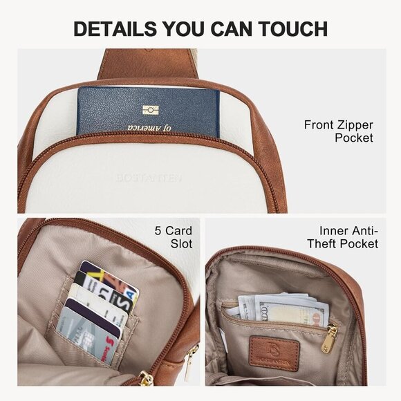 Sling Bag Quilted Crossbody Bags for Women Cross Body Purse Leather Fanny Pack w - Picture 4 of 9